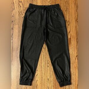 CLARA SUNWOO Liquid Leather Drawstring Jogger Pants